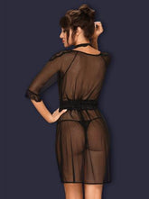 Lucita Transparante Kimono Met Choker - Zwart - PlayForFun